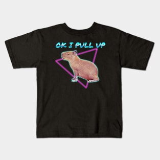 Ok i pull up Capybara - Retro Neon Kids T-Shirt